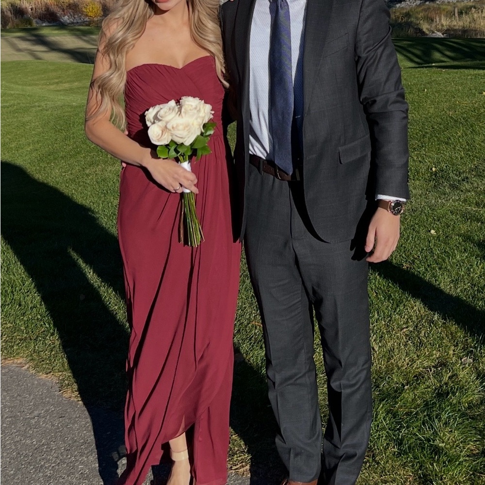 Burgundy Strapless Maxi Dress